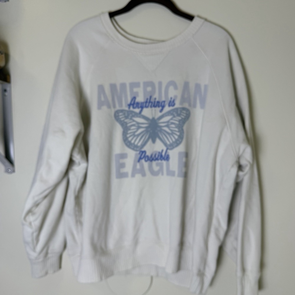 American Eagle Crewneck Sweatshirt BUTTERFLY "Anything Is Possible" Oversized XL